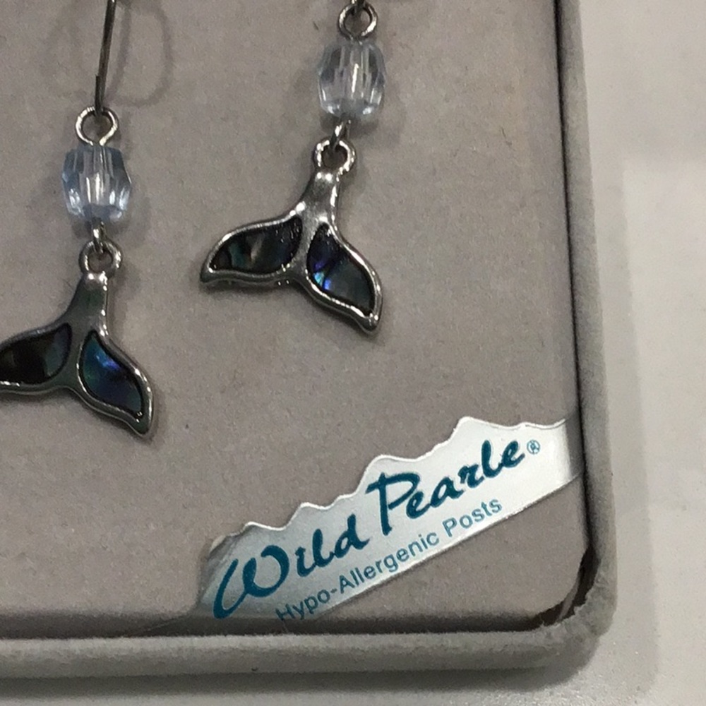 Whale Tail Silver Earrings - Picture 3 of 3